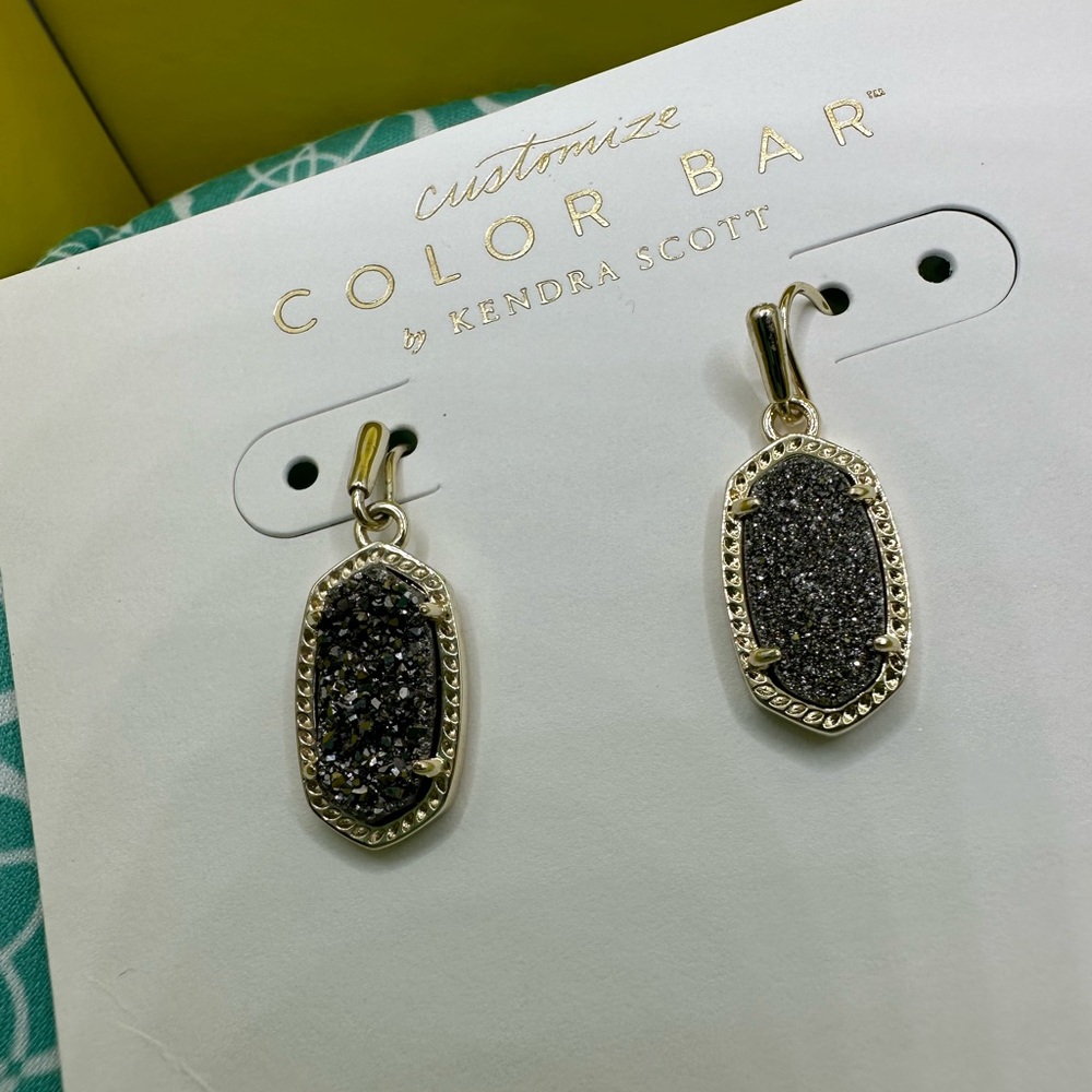 Kendra Scott Lee Gold Drop Earrings in Platinum Drusy
